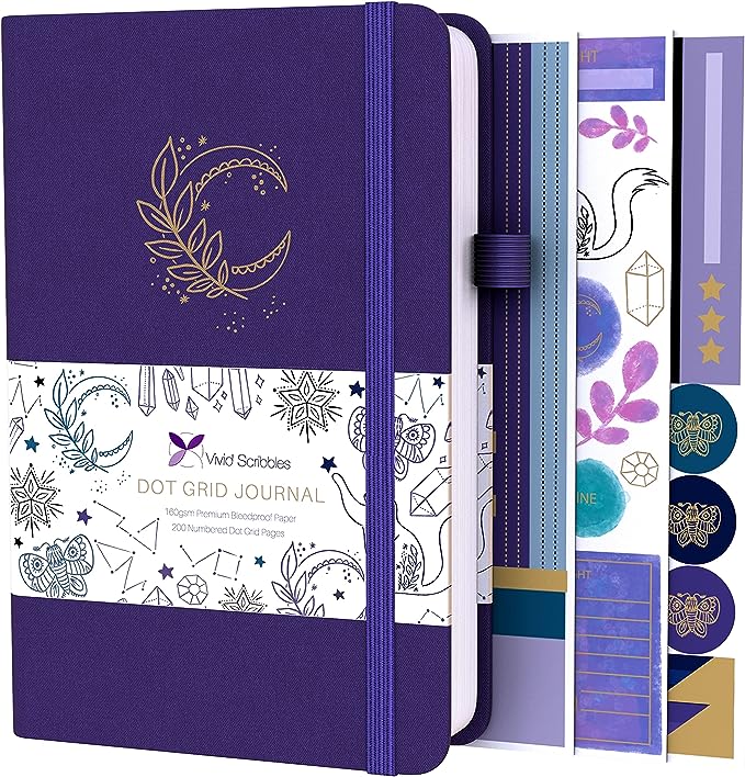 VIVID SCRIBBLES Dotted Journal – 160gsm Bleed Proof Thick White Paper ...